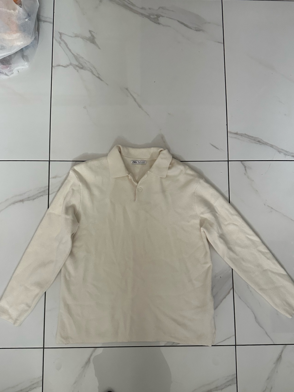 Zara Small Cream Polo Knit Sweater